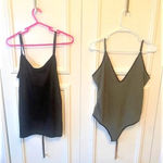EXPRESS  Olive bodysuit + black‎ tank EUC Photo 1