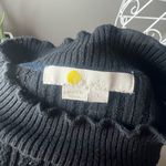 Boden Pointelle Ribbed Scalloped Black Knit Short Sleeve Sweater Mock Neck Sz L Size L Photo 3