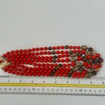Orange gold tone and black multi strand vintage necklace Photo 6