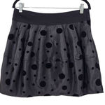 Vila Black Polka Dot Mini Skirt Size Medium Black Velvet Polka Dot Flirty Skirt Photo 0