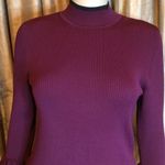 Marled Ribbed Wine w/Black Stripes Sweater Purple Size M Photo 4