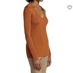St. John  NWT Ribbed Knit V-Neck Sweater Blouse Orange Sz Large Party Modern $495 Photo 4