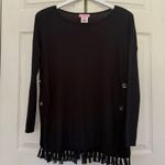 Lilly Pulitzer Ramona Fringe Sweater Black Gold Buttons Cotton Blend Size XS Photo 4