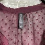 Massini NWT Women's Burgundy Boho Swiss Dot Peasant Blouse - Size Large - Sheer Photo 4