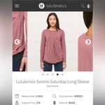NEW! Lululemon Serene Saturday Long Sleeve Size 2 Photo 4