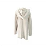 Cotton Emporium  Ivory Open Front Hooded Faux Fur Long Cardigan Jacket size small Photo 9