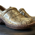 Born concept BOC Shoes Women Sz 8 Peggy Snake Print Slip On Clogs C00087 Brown Photo 0
