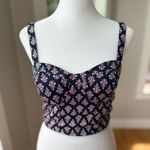 Band of Gypsies  Navy Blue Red Floral Bustier Cropped Tank Top Size Small Photo 14