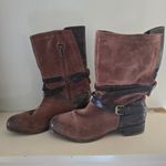 UGG DEANNA Womens Boots Brown Leather Suede Side Zip Buckle Strap 2406 Size 6 Photo 0