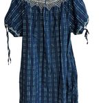 Madewell  Embroidered Puff-Sleeve Babydoll Dress in Indigo Plaid size XS‎ NE787 Photo 3