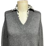 Brochu Walker Layered Wool Cashmere Sweater Dark Charccoal Leopard Print Size XS Photo 1