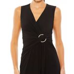 Mac Duggal  Size 4 Black Draped Side Knot Rhinestone Ring Jersey Gown NWT Event Photo 2