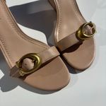 Coach Odetta Nude Leather Wedge Sandal Ankle Wrap 9 Photo 3