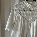 Zimmermann 725  White Cotton Broderie Anglaise Lace Cut Out Smocked Top Size 1 Photo 3
