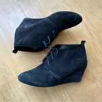 Nine West  Illusion Wedge Ankle Booties, Black Suede Heeled Boots, Size 10M Photo 1