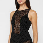 Maniere De Voir  Black Zebra Print Bodysuit In Size 2 Photo 0