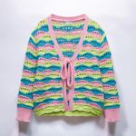 ZARA NWT STRIPED KNIT CARDIGAN CROCHET BLOGGERS FAV MULTICOLOR Photo 11