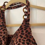 Leopard Print One Piece Swimsuit Ring Detail Back Tie Sexy Brown 1x Size 14W Photo 1