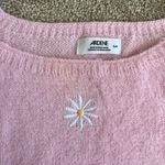NEW Ardene Pink Tank Top Embroidered Daisy Spaghetti Strap Fuzzy Size Small Photo 1