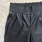 Joie Pants Faux Leather Smocked Elastic High Waist Pull On Straight Leg Black L Photo 5