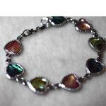 Source Unknown NWOT Stunning Multi Color Abalone/Shell Hearts Silver Tone Link 6.5" Bracelet Photo 1