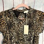 MELLODAY NWT  Animal Print Tiered Mock Neck Pleated Ruffle Dress Photo 4