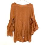 LC Lauren Conrad  Plus Size Slit Back Mini Heart Blouse Orange Bell Sleeve Boho Photo 10