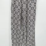 Abbeline Womens Navy Blue Cream Floral Wide Leg Pants Size S Boho Stretch Waist Photo 4
