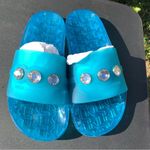 Karl Lagerfeld  ELCTRC TONI FROSTED PVC Sandals Blue Women’s Size 5 NEW with Box Photo 6