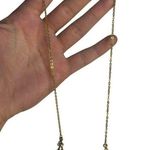 VTG Gold Tone Necklace Pink Rose Beads & Rhinestones Romantic Floral Jewelry 8" Photo 0