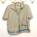Jane Ashley  Vintage Linen Beach Embroidered Button Up size Medium Photo 0