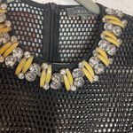 Gracia  Black Mesh Blouse with Embellished Neckline Photo 2