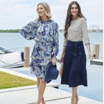 Yakira Bella Skye Dres Blue Paisley Ruffle skirt elastic waist and cuffs L Size L Photo 1