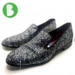 Marc Jacobs  BLACK & SILVER GLITTER "ZOE"  LEATHER & FABRIC LOAFER SHOES (38.5) Photo 1