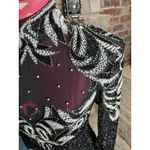 dress 100% silk beaded sheer bust high collar black white Size 10 Photo 13