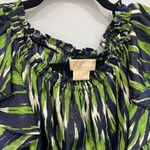 Michael Kors  Women's Piette Green Black Ruffle Short Sleeve Blouse Shirt Photo 1