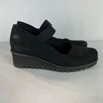 Loints Of Holland Maryjane Shoes Womens 41 9.5 10 Black Wedge Pebbled‎ Leather Photo 1