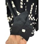 Vintage Niki Peters Shirt Black White Geometric Pattern Rayon M USA Size M Photo 2