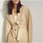 Wilfred Aritzia  Novella Oversized Belted Jacket Size Large Beige Linen Blend Photo 8