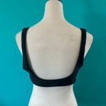 Aerie NWT  Jacquard Wide Strap Scoop Bikini Top Women's True Black Beach Size XL Photo 4