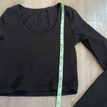 NWOT OQQ Black Scoop Neck Crop Active Long Sleeve Ribbed Top size Small Photo 3