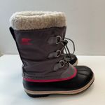 Sorel Waterproof Winter Snow Boots Faux Fur Trim Lace Up Gray Pink Women Size 5 Photo 2