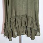 Entro Army Green Lace-Up Blouse Size Large Green Ruffle Blouse Photo 3