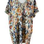 Minnie Rose  Ikat Lace Up Tunic Top Boho Lightweight Oversized One Size Photo 0