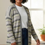 Lane Bryant  Striped Open Front Longline Cardigan Sweater Women's Plus Size 22/24 Photo 0