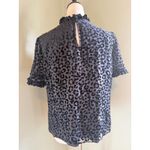 Boden Black Velvet burnout Leopard MockNeck silk S Top 10 boho Whimsigoth Y2K Photo 1