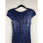 Badgley Mischka Collection Gown Navy Blue Sequin Draped Back Formal Evening 2 Photo 11