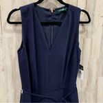Ralph Lauren NWT Lauren Cropped Wideleg Navy Jumpsuit With Pockets V Neck Photo 1