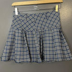 Forever 21 Skirt Womens Small Blue Black Plaid Mini Skater Flared High Waist Photo 0