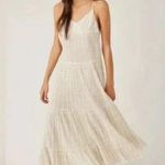 Free People  check print tiered midaxi dress in ivory, Size Small, $108 Photo 0